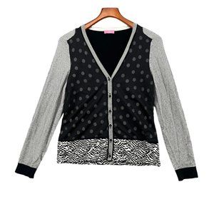 Basler Cardigan Womens White Black Polka Dot Zebra Sweater Size EU 38 / US S